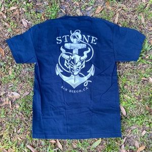 Stone Brewing Co. San Diego, CA Short Sleeve Shirt L Navy Blue/White